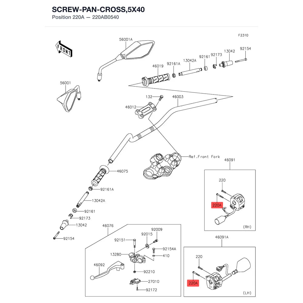 Kawasaki OEM – SCREW-PAN-CROSS,5X40 product image