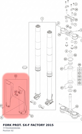 Diagram preview: FORK PROT. SX-F FACTORY   2015 (7770109400028A)