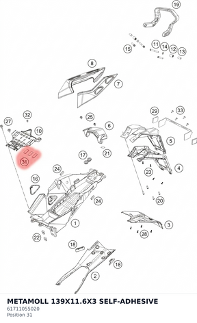 Diagram preview: METAMOLL 139X11.6X3 SELF-ADHESIVE (61711055020)