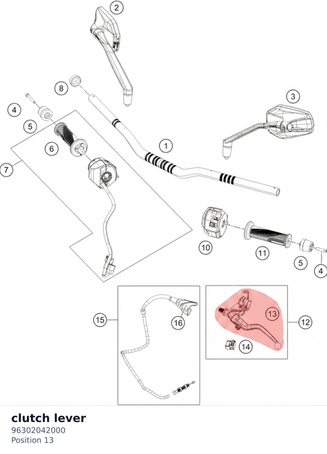 Diagram preview: clutch lever (96302042000)