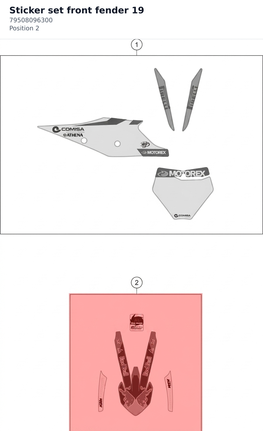 Diagram preview: Sticker set front fender 19 (79508096300)