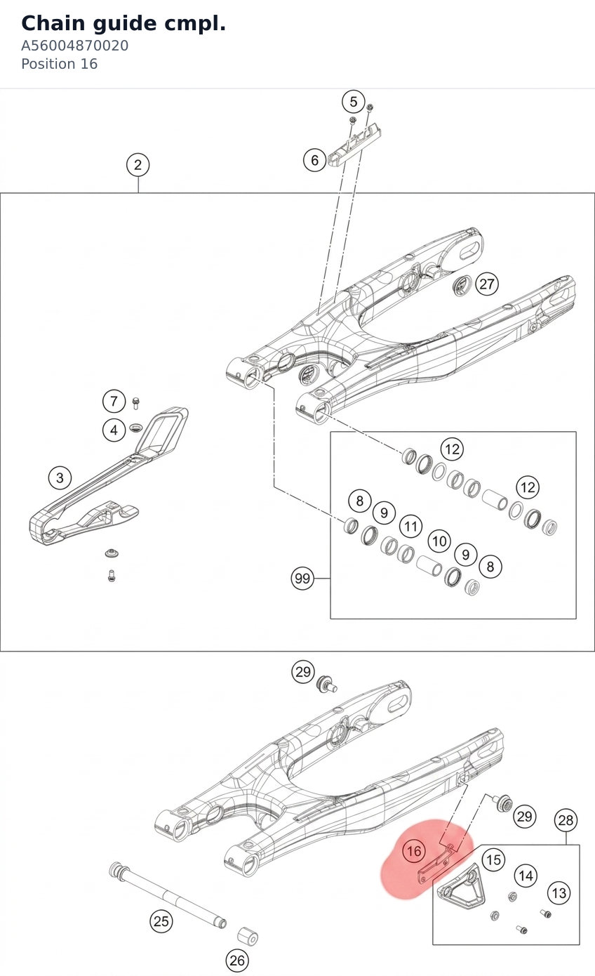 Diagram preview: Chain guide cmpl. (A56004870020)