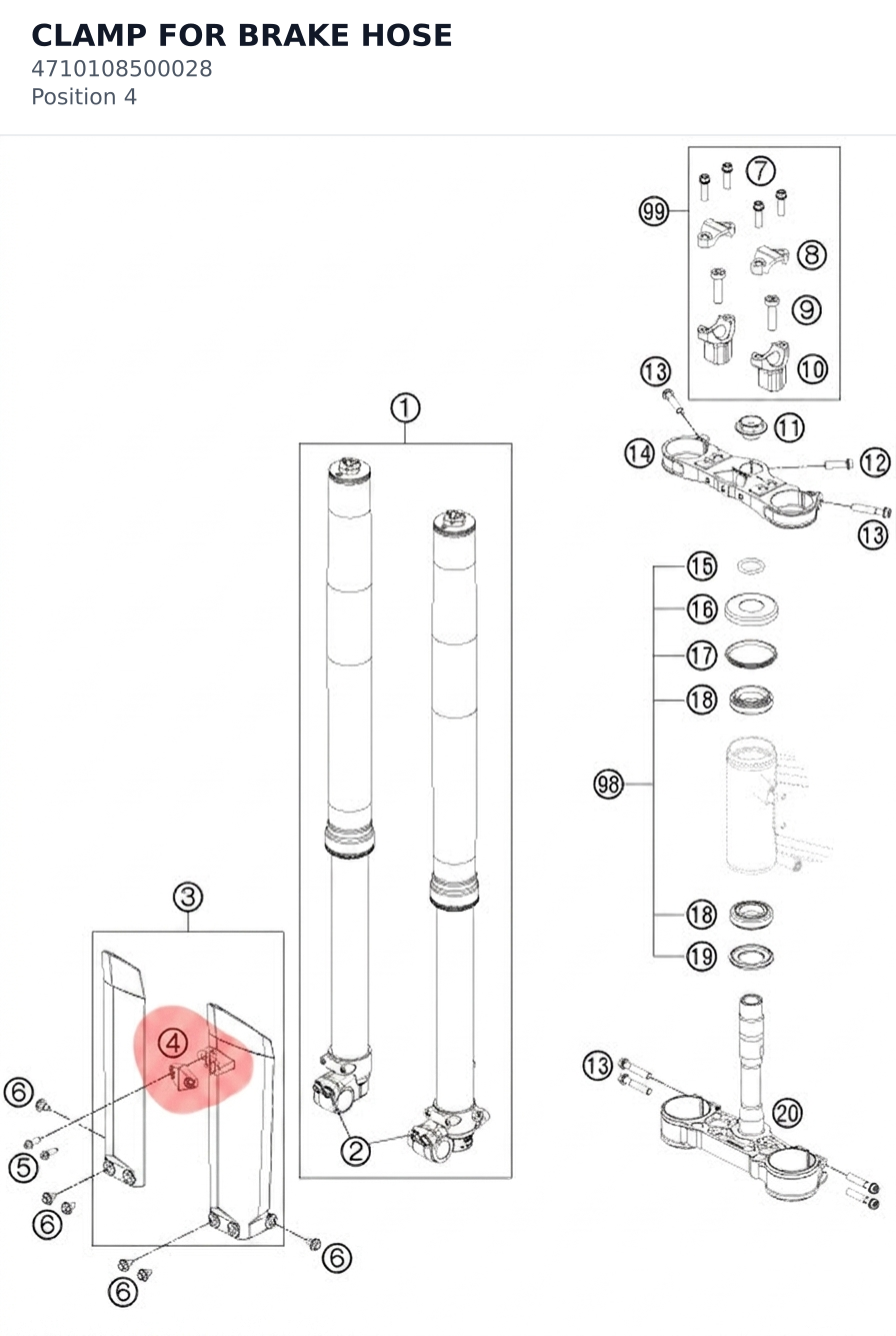 Diagram preview: CLAMP FOR BRAKE HOSE (4710108500028)