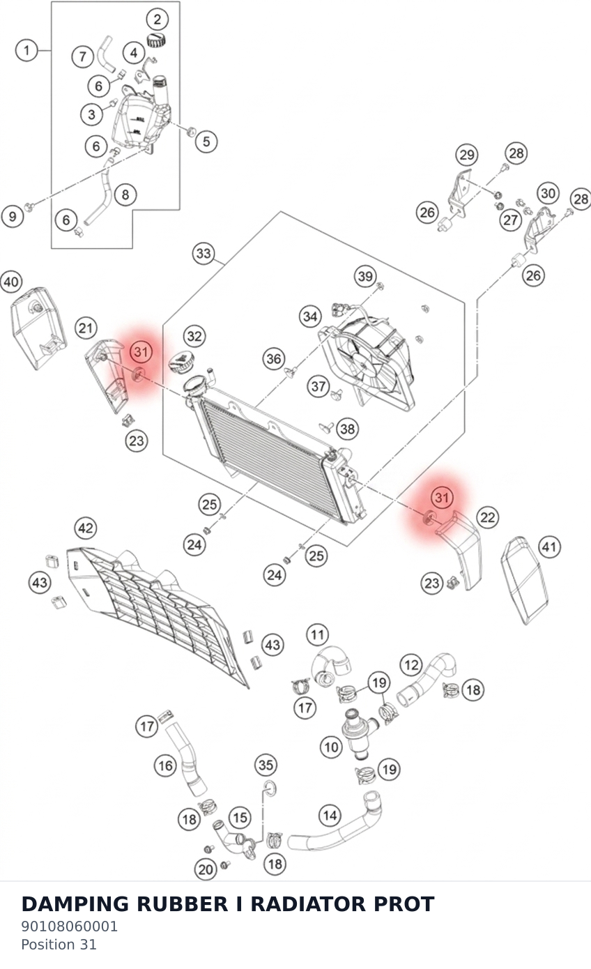 Diagram preview: DAMPING RUBBER I RADIATOR PROT (90108060001)