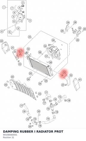 Diagram preview: DAMPING RUBBER I RADIATOR PROT (90108060001)