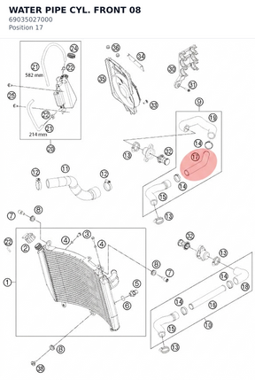 Diagram preview: WATER PIPE CYL. FRONT       08 (69035027000)