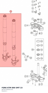 Diagram preview: FORK KTM 890 SMT 23 (A675C143W201102)