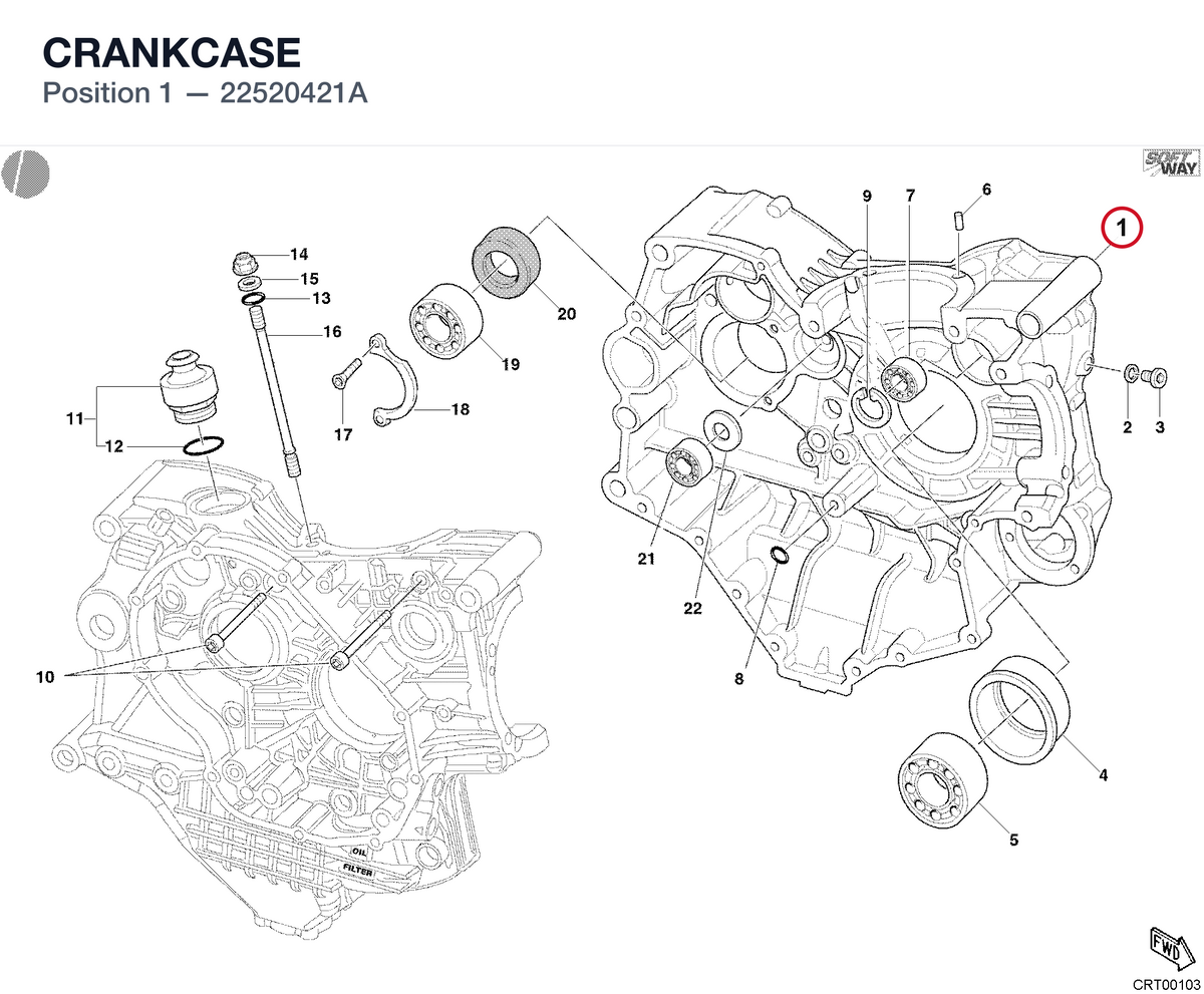 CRANKCASE 22520421A diagram position