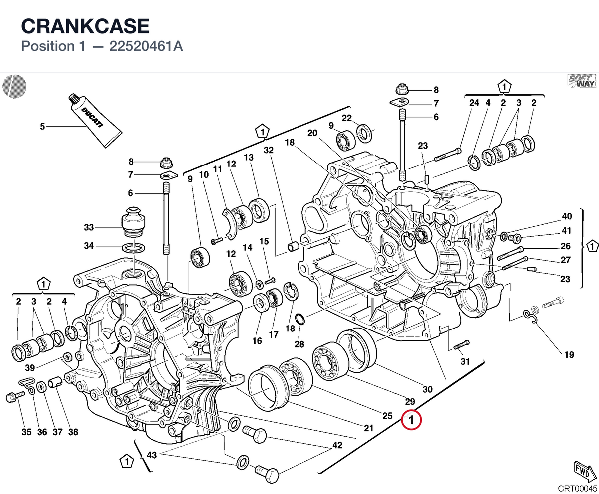 CRANKCASE 22520461A diagram position