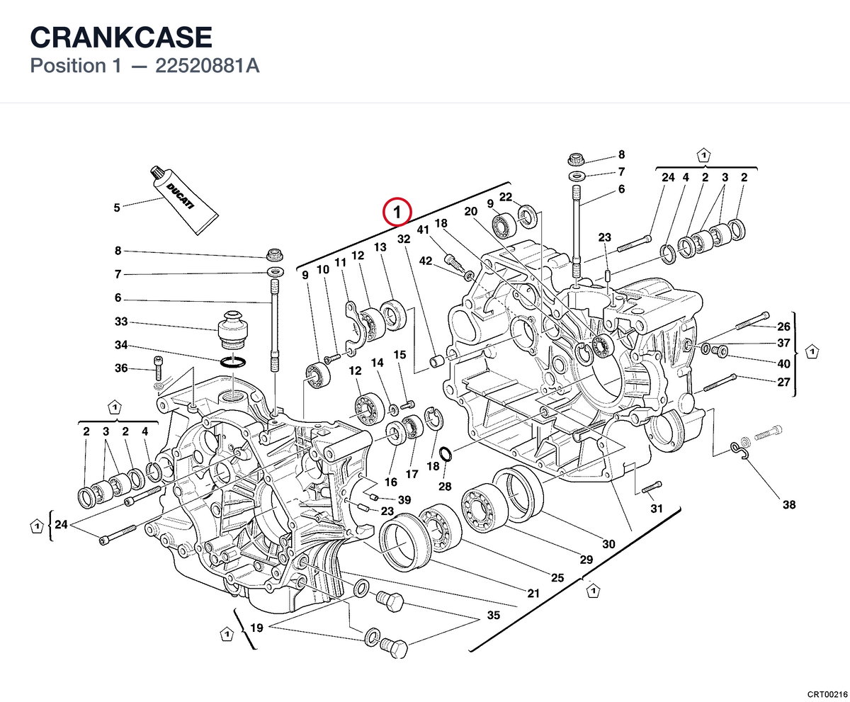 CRANKCASE 22520881A diagram position