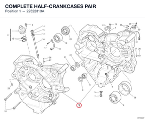 COMPLETE HALF-CRANKCASES PAIR 22522313A diagram position