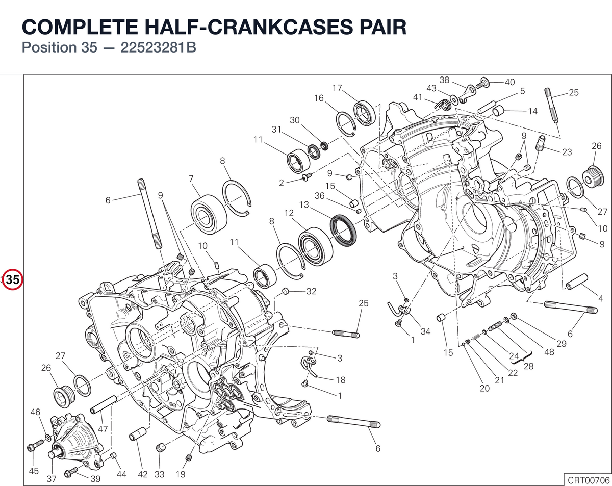 COMPLETE HALF-CRANKCASES PAIR 22523281B diagram position