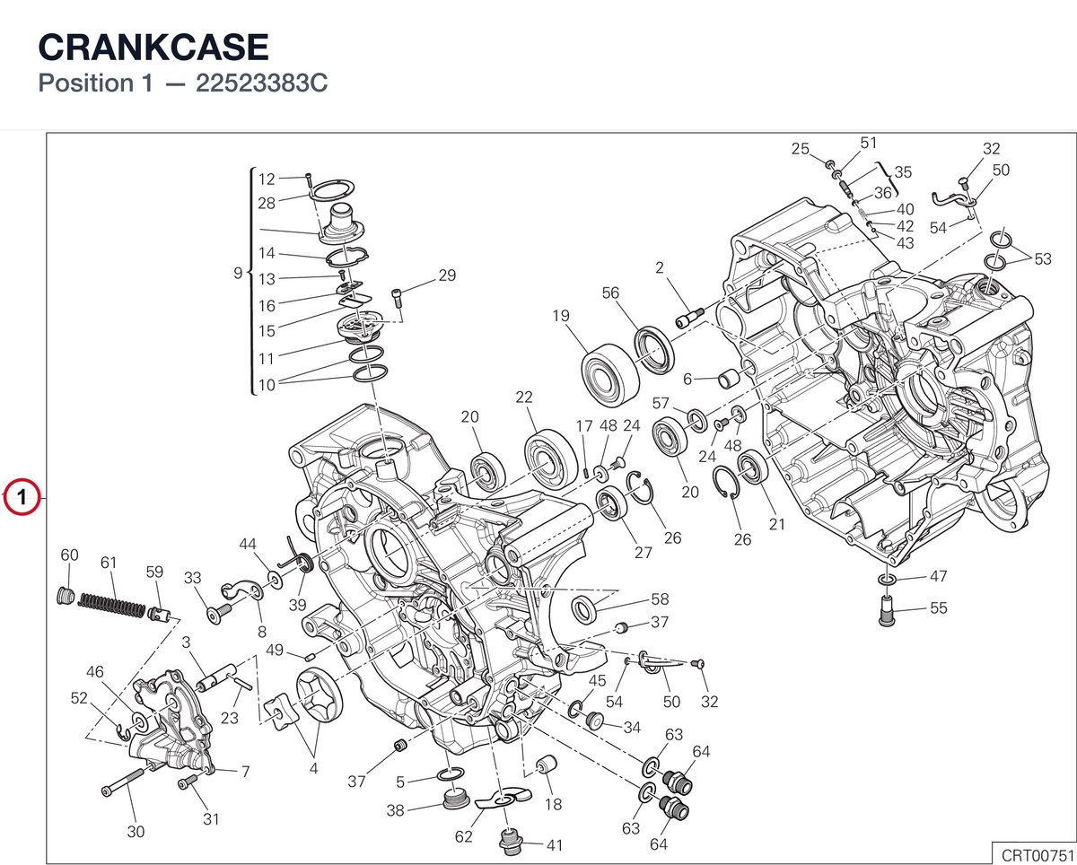 CRANKCASE 22523383C diagram position