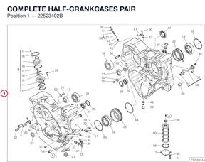 COMPLETE HALF-CRANKCASES PAIR 22523402B diagram position