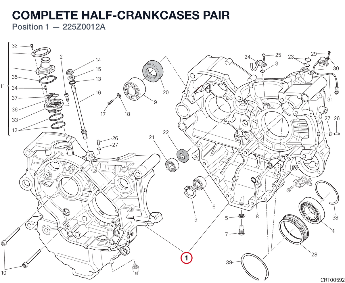 COMPLETE HALF-CRANKCASES PAIR 225Z0012A diagram position