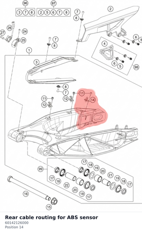 Diagram preview: Rear cable routing for ABS sensor (60142126000)