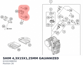 Diagram preview: SHIM 4,3X15X1,25MM GALVANIZED (61041088050)
