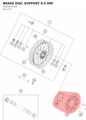 Diagram preview: BRAKE DISC SUPPORT 8.5 MM (58409161000)