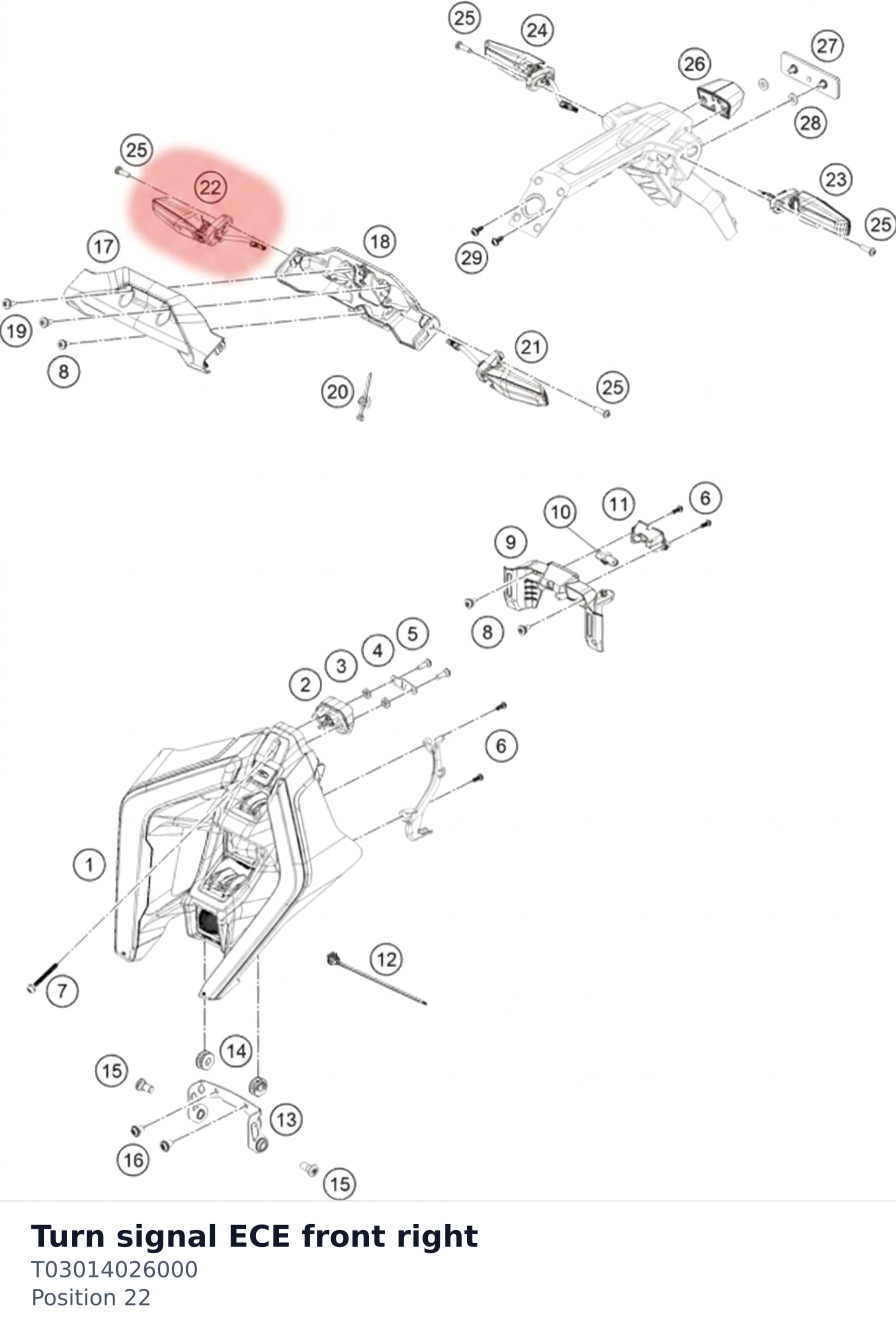 Diagram preview: Turn signal ECE front right (T03014026000)