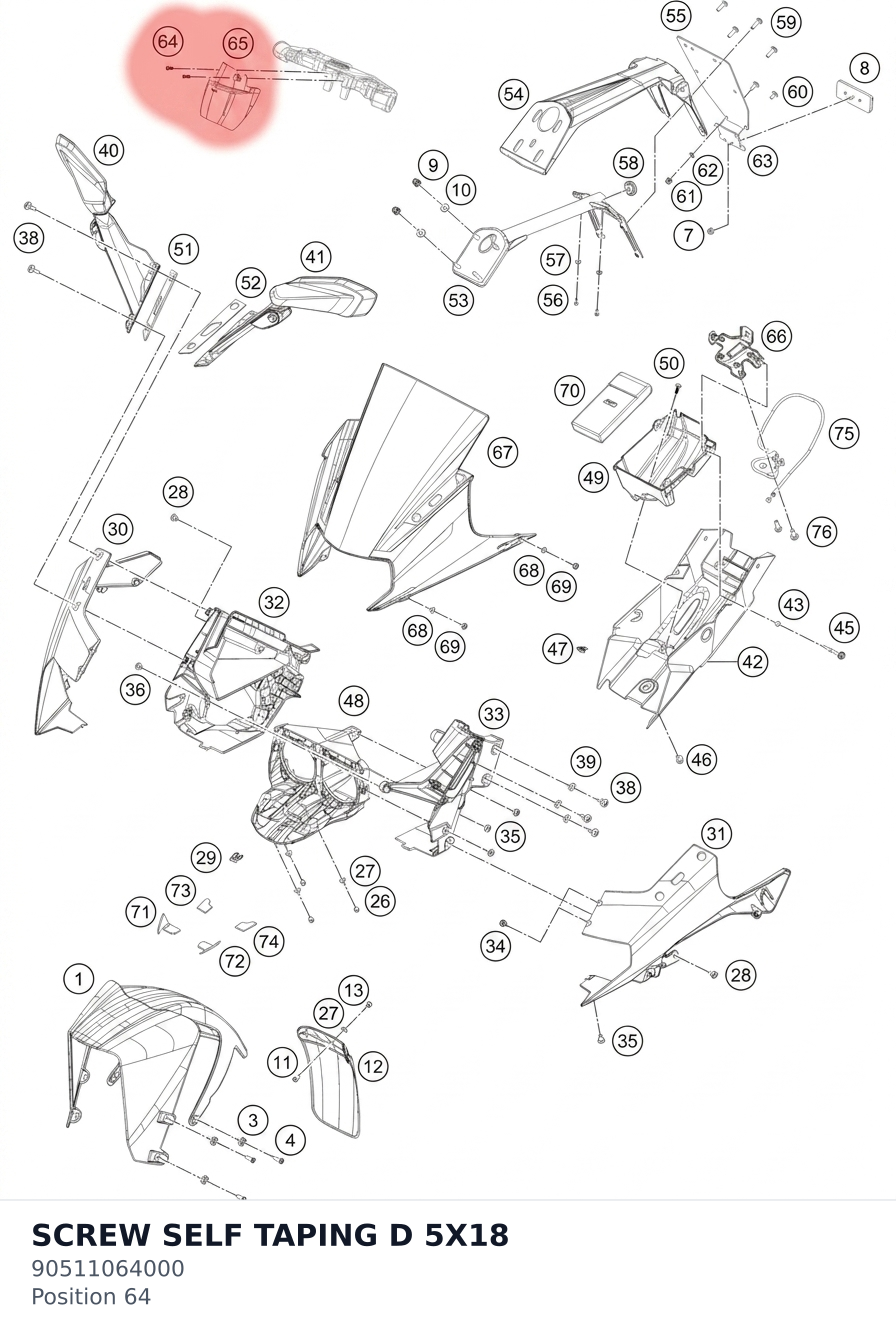 Diagram preview: SCREW SELF TAPING D 5X18 (90511064000)