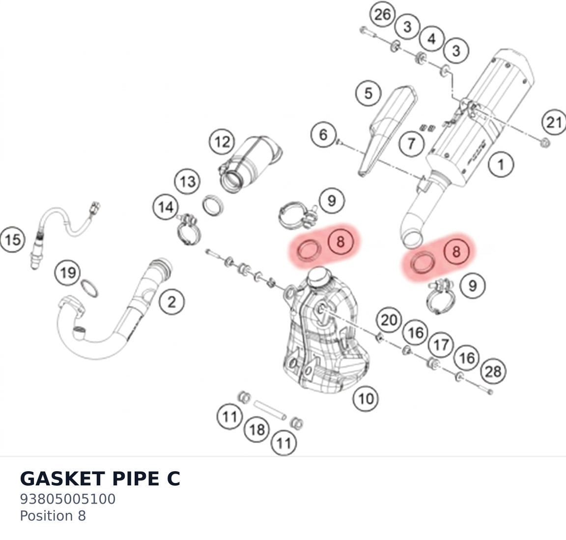 Diagram preview: GASKET PIPE C (93805005100)