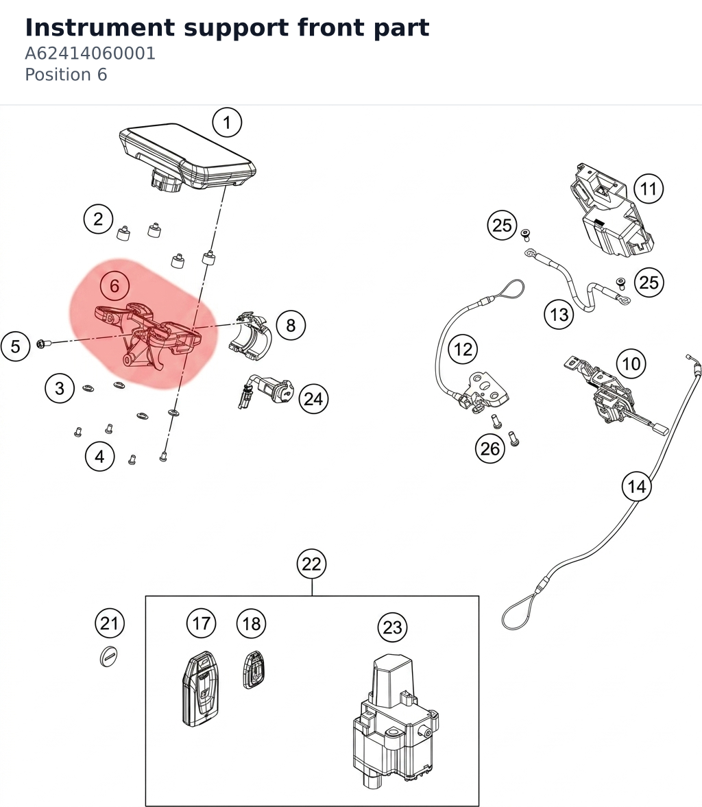 Diagram preview: Instrument support front part (A62414060001)