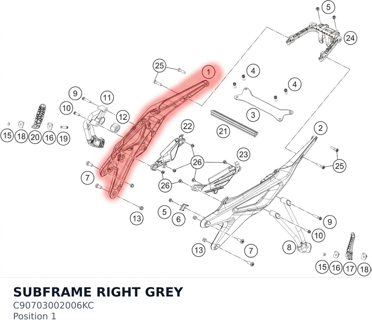 Diagram preview: SUBFRAME RIGHT GREY (C90703002006KC)