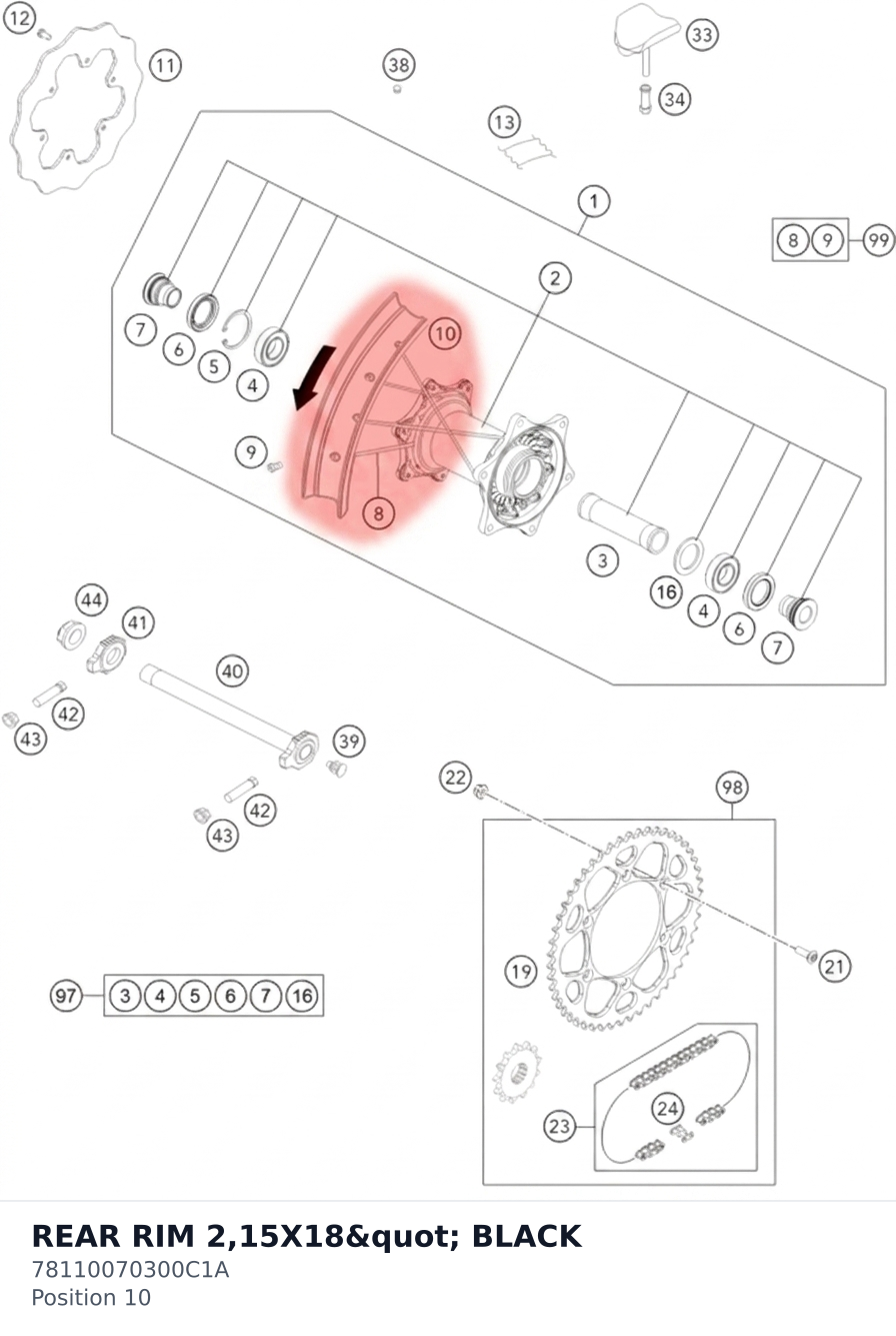 Diagram preview: REAR RIM 2,15X18" BLACK (78110070300C1A)