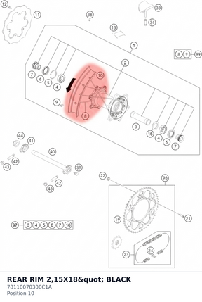 Diagram preview: REAR RIM 2,15X18" BLACK (78110070300C1A)