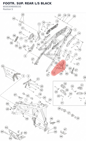 Diagram preview: FOOTR. SUP. REAR L/S BLACK (6030304800033S)