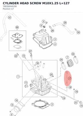 Diagram preview: CYLINDER HEAD SCREW M10X1.25 L=127 (78030044100)