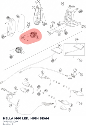 Diagram preview: HELLA M60 LED, HIGH BEAM (76714002000)