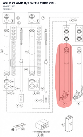 Diagram preview: AXLE CLAMP R/S WITH TUBE CPL. (48601325S1)