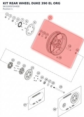 Diagram preview: KIT REAR WHEEL DUKE 390 EL ORG (96310097044EB)