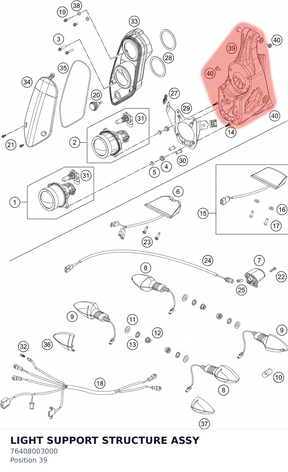Diagram preview: LIGHT SUPPORT STRUCTURE ASSY (76408003000)