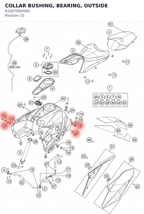 Diagram preview: COLLAR BUSHING, BEARING, OUTSIDE (61007060000)