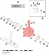 Diagram preview: CRANKSHAFT CPL. 200 EXC   2007 (52330018200)