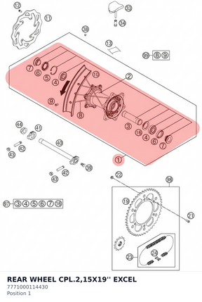 Diagram preview: REAR WHEEL CPL.2,15X19'' EXCEL (7771000114430)