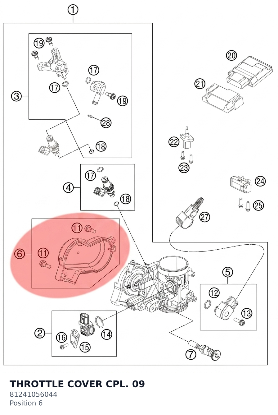 Diagram preview: THROTTLE COVER CPL.         09 (81241056044)