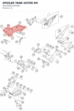 Diagram preview: SPOILER TANK OUTER RH (A60108051000ABC)