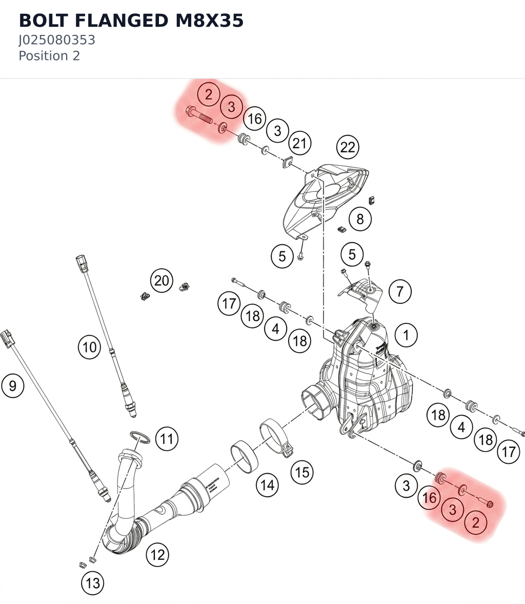 Diagram preview: BOLT FLANGED M8X35 (J025080353)