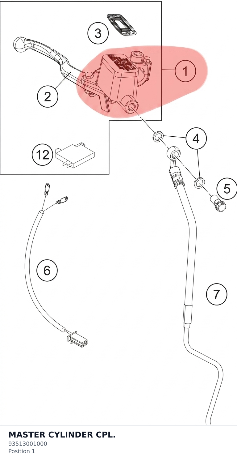 Diagram preview: MASTER CYLINDER CPL. (93513001000)