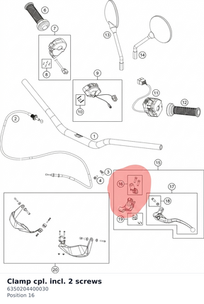 Diagram preview: Clamp cpl. incl. 2 screws (6350204400030)