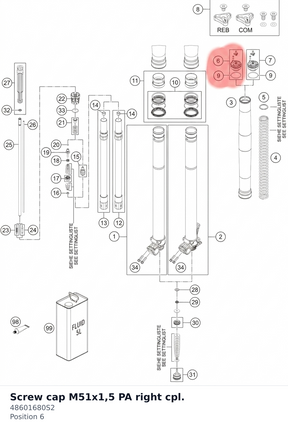 Diagram preview: Screw cap M51x1,5 PA right cpl. (48601680S2)