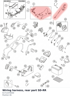 Diagram preview: Wiring harness, rear part SD-RR (61711076000)