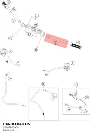 Diagram preview: HANDLEBAR L/S (90802005000)
