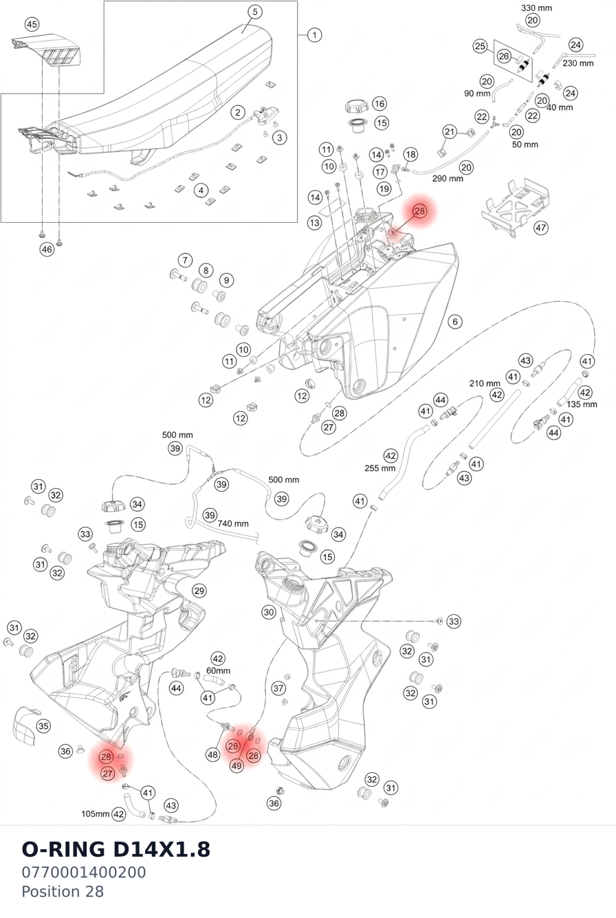 Diagram preview: O-RING D14X1.8 (0770001400200)