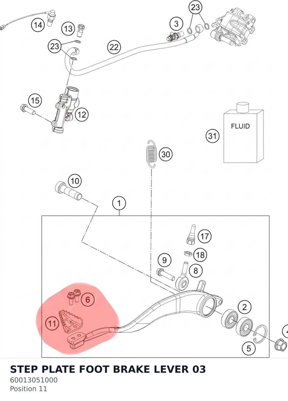 Diagram preview: STEP PLATE FOOT BRAKE LEVER 03 (60013051000)