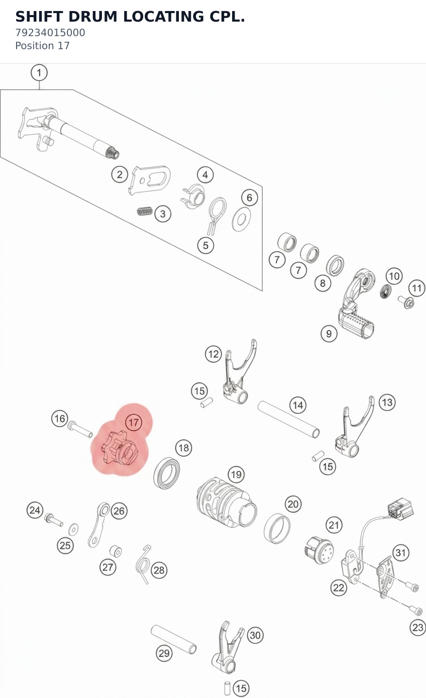 Diagram preview: SHIFT DRUM LOCATING CPL. (79234015000)