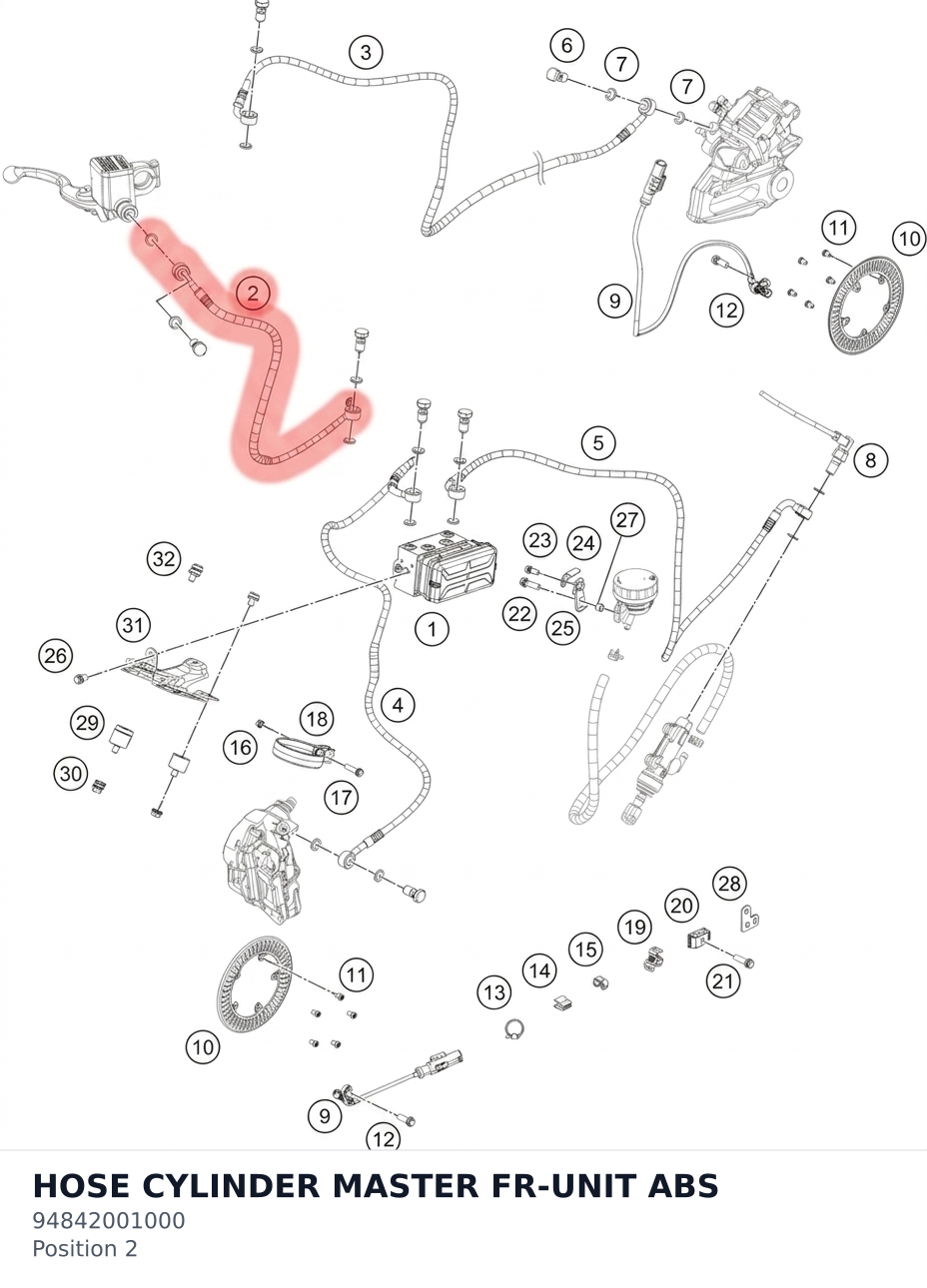 Diagram preview: HOSE CYLINDER MASTER FR-UNIT ABS (94842001000)